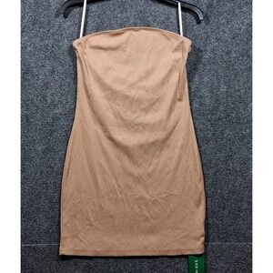 SHEIN EZwear  Strapless Bodycon Mini Dress Tube Top Style Beige Color Size Large